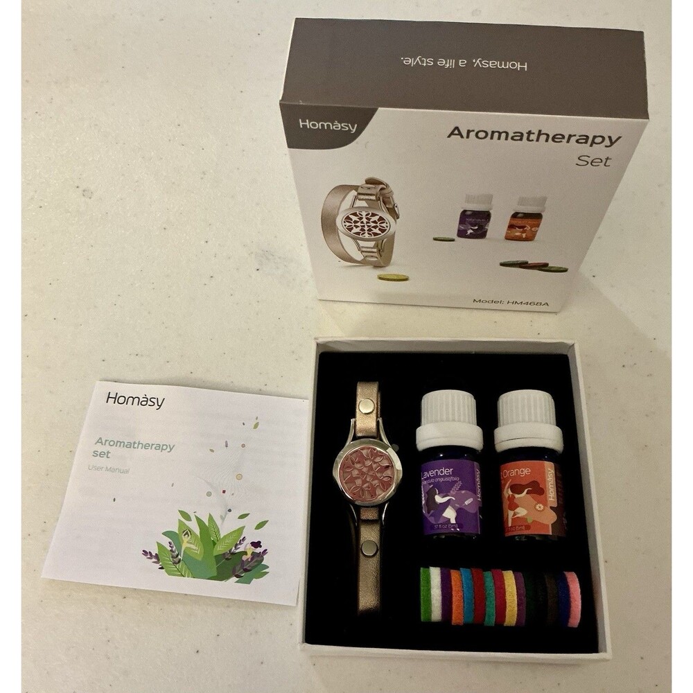 Homasy Aromatherapy Essential Oil Diffuser Bracelet Gift Set New in Box